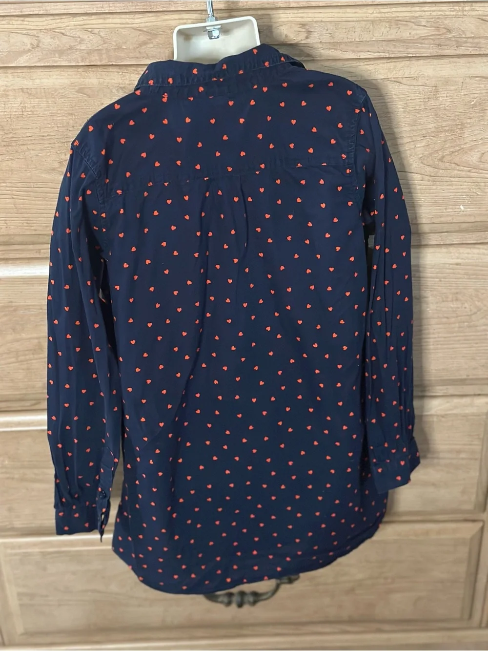 OshKosh B'gosh Navy Long Sleeve Top with Red Heart Print | Size 10 Y #Valentine